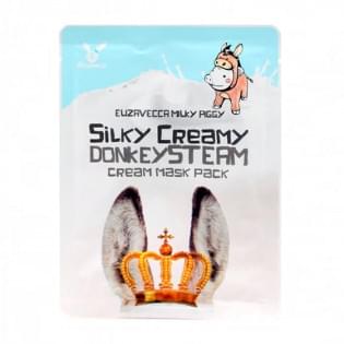 Тканевая маска с паровым кремом из молока ослиц Elizavecca Silky Creamy donkey Steam Cream