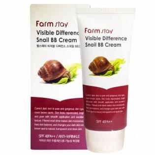 Восстанавливающий ББ крем с экстрактом улитки SPF40 PA++ FarmStay VISIBLE DIFFERENCE SNAIL BB CREAM