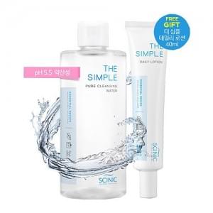 Очищающая вода и лосьон Scinic THE SIMPLE PURE CLEANSING WATER(300 мл)+THE SIMPLE DAILY LOTION(40 мл