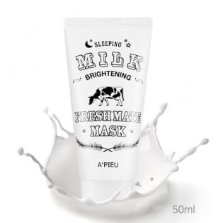 Выравнивающая тон ночная маска с молочными протеинами A'PIEU Fresh Mate Milk mask(Brightening), 50 мл.