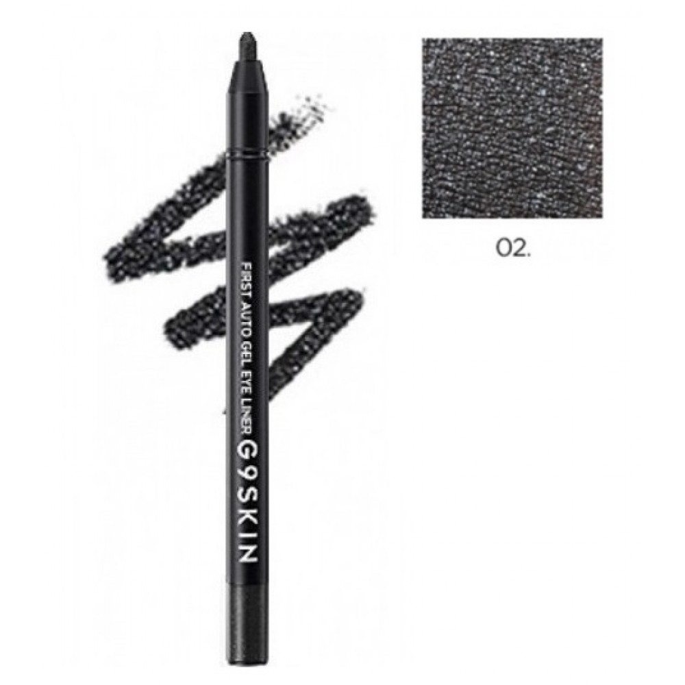 Карандаш для глаз гелевый 02 First Auto Gel Eye Liner 02. Glitter Black -  БР177