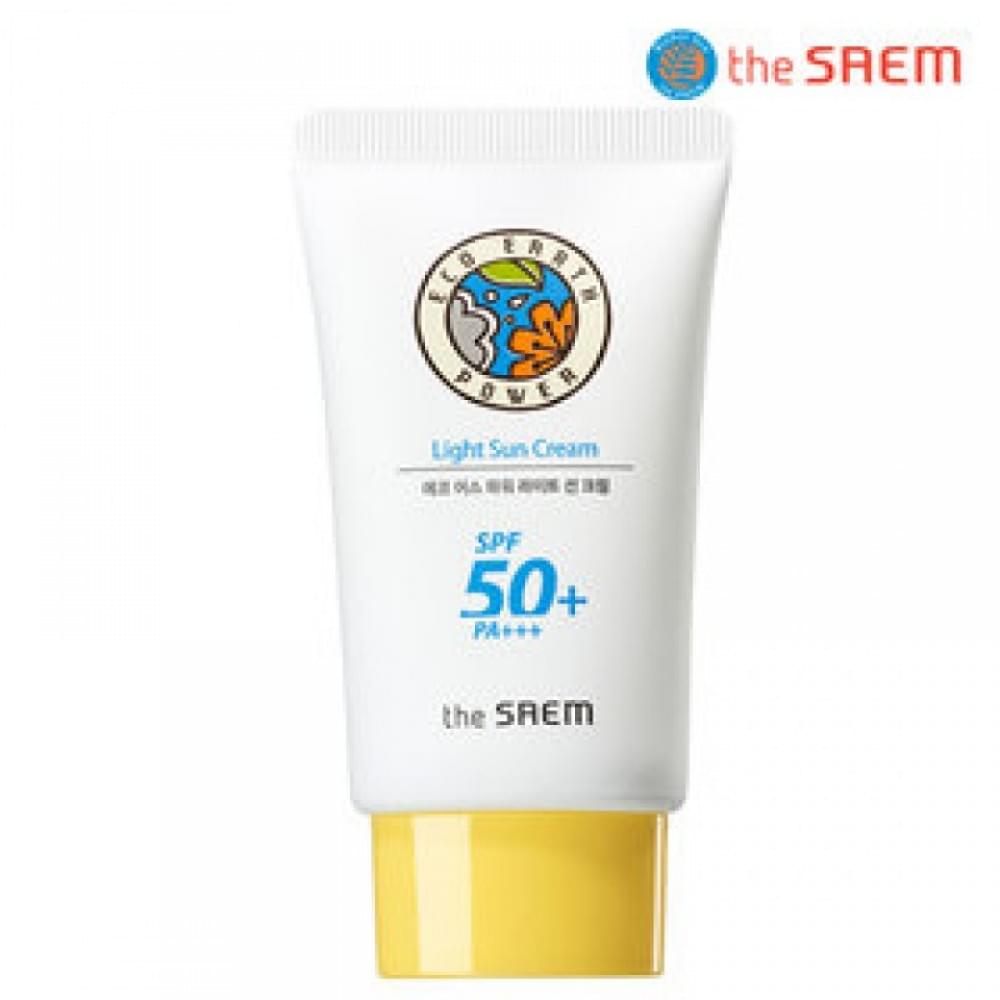 The saem spf50. The Saem Eco Earth Power Light Sun Cream spf50. Солнцезащитный крем SPF 50 Корея для лица. Солнцезащитный корейский крем 50+.